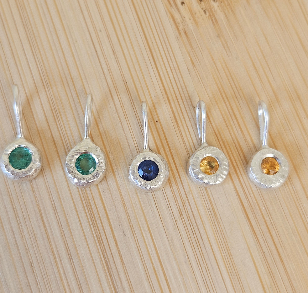 Silver hammered pendant charms