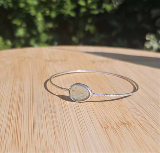 Sterling silver bangle with aquamarine