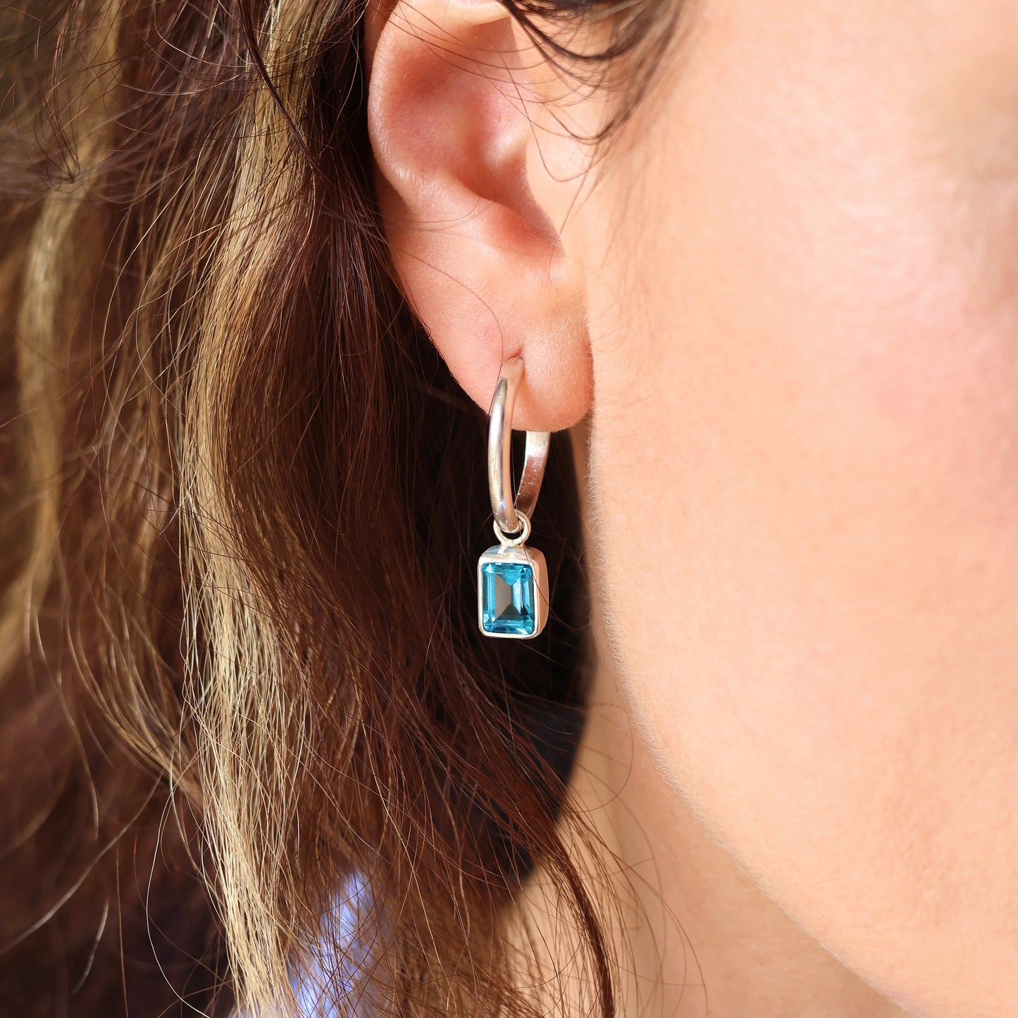 London Blue Topaz hoop earrings