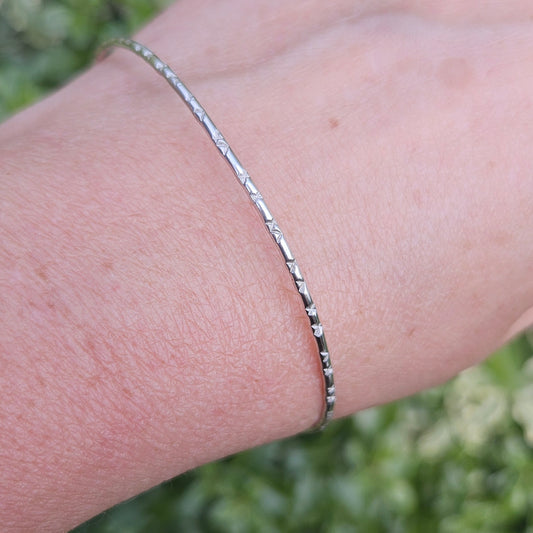 Sterling silver textured bangle