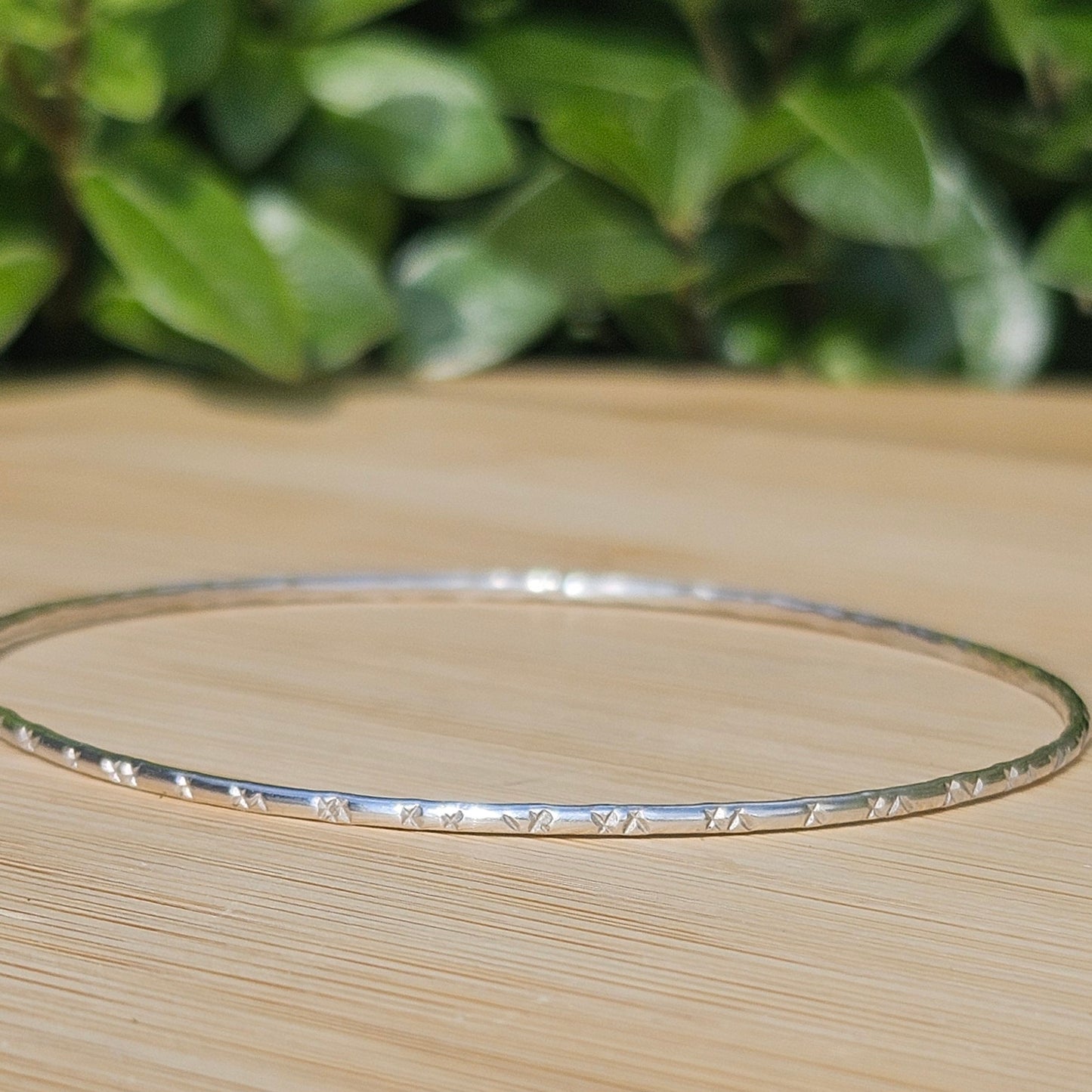 Sterling silver textured bangle