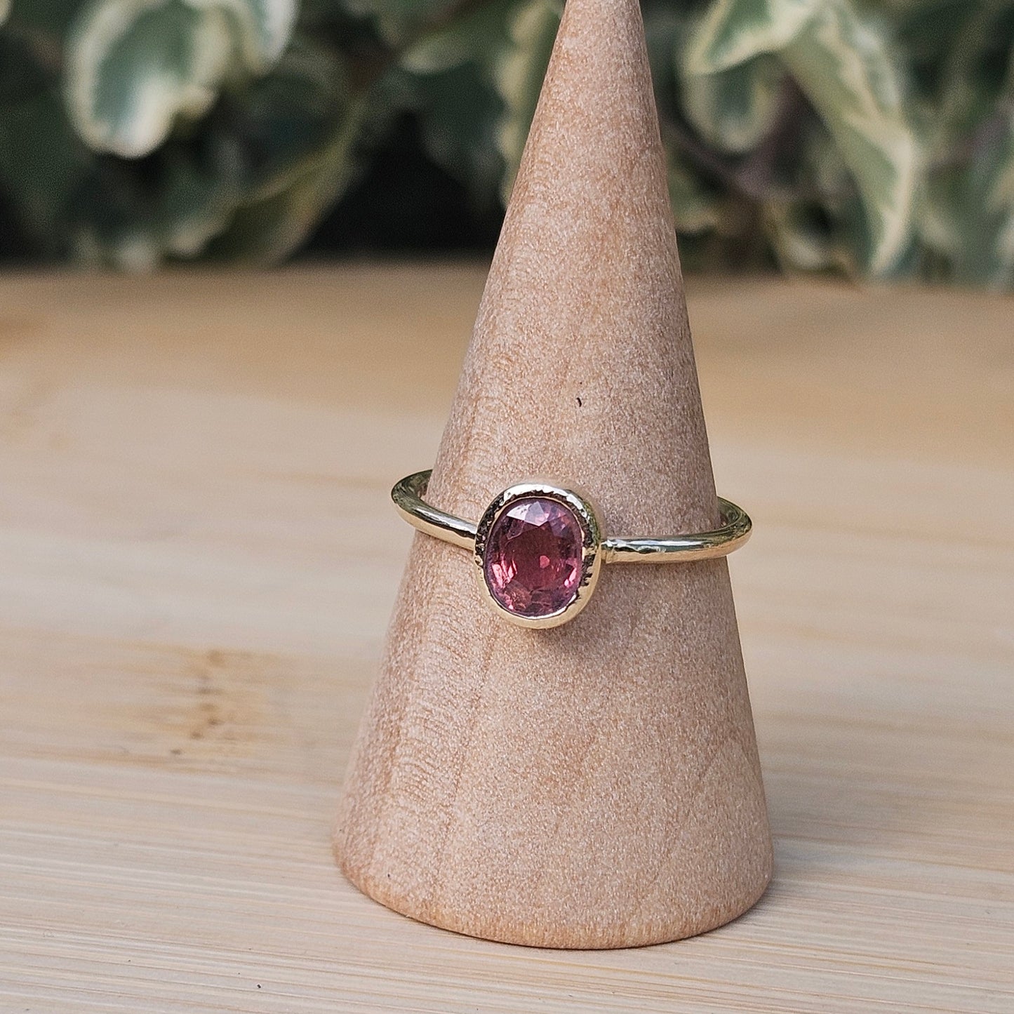 14ct gold pink tourmaline ring