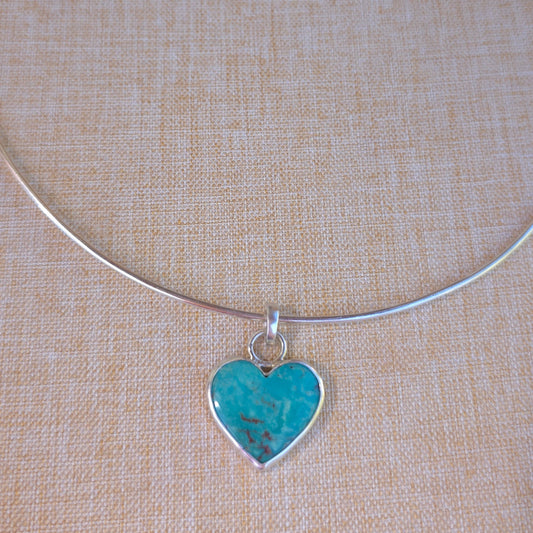 Turquoise heart in sterling silver