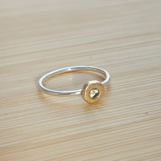 Silver and gold sapphire ring