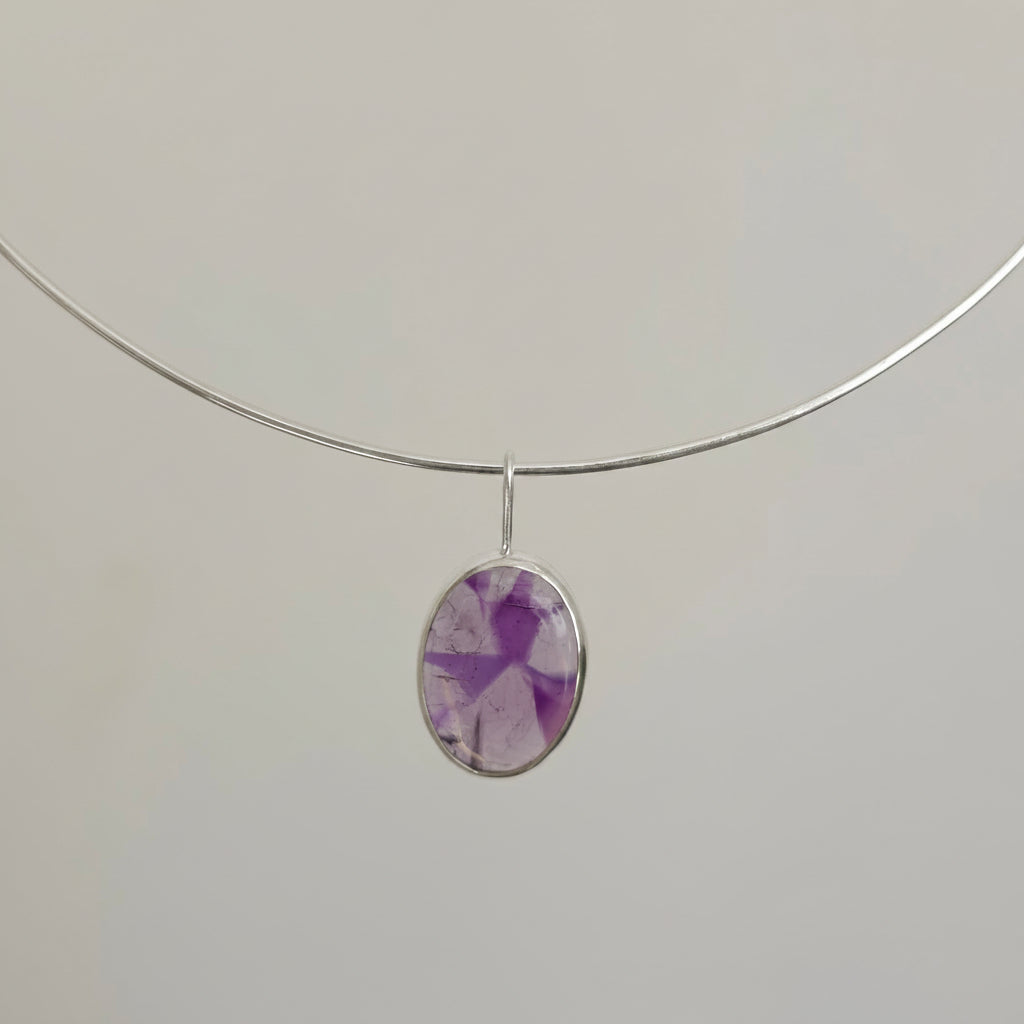 Trapiche amethyst pendant in sterling silver