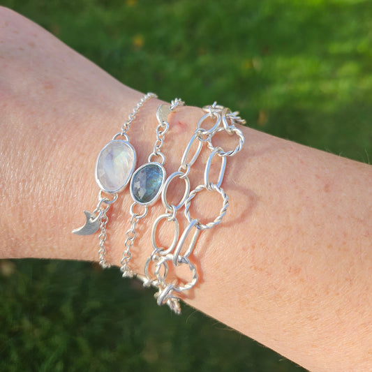 Sterling silver bracelet with aquamarine