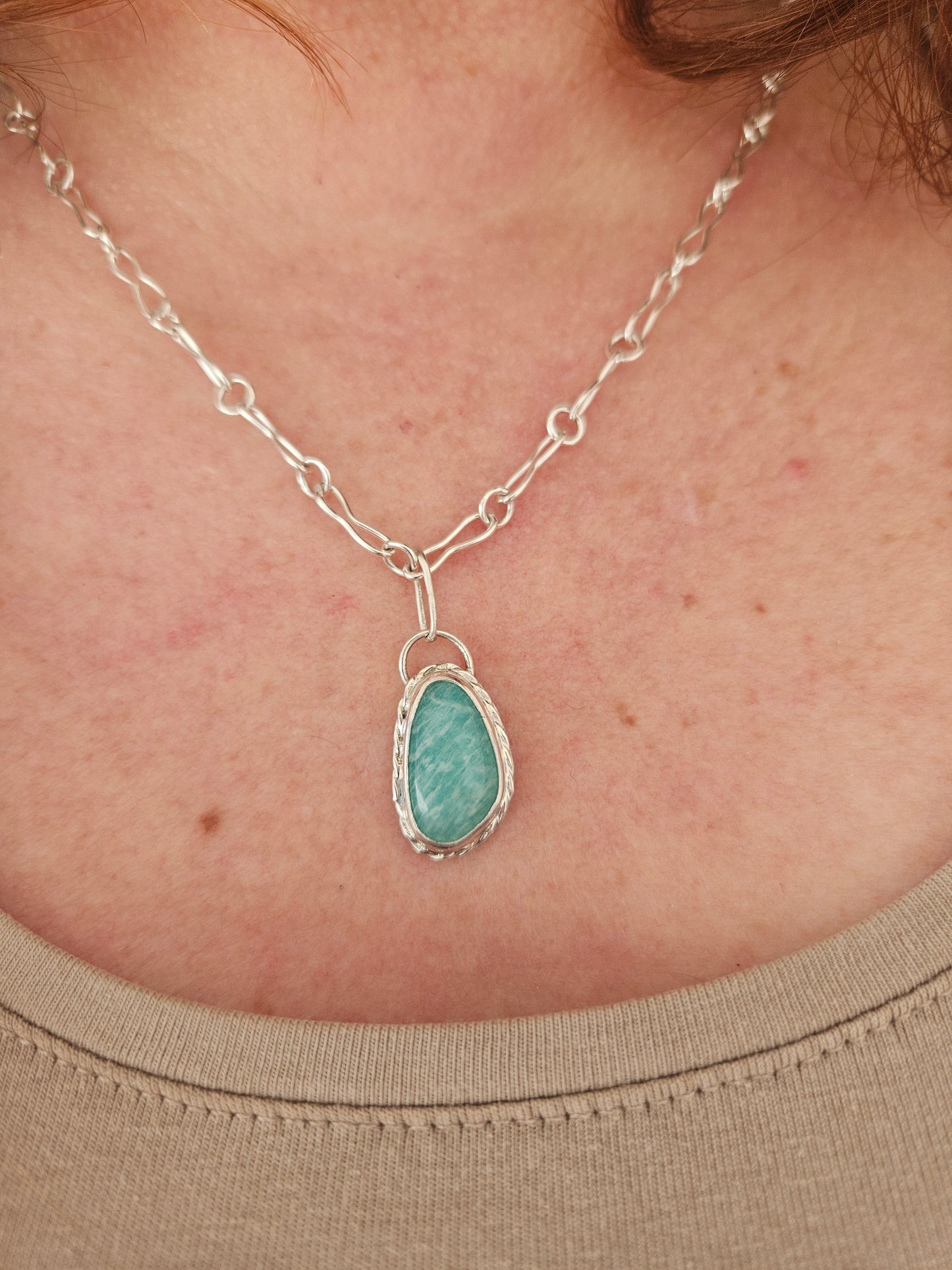 Amazonite and sterling silver pendant