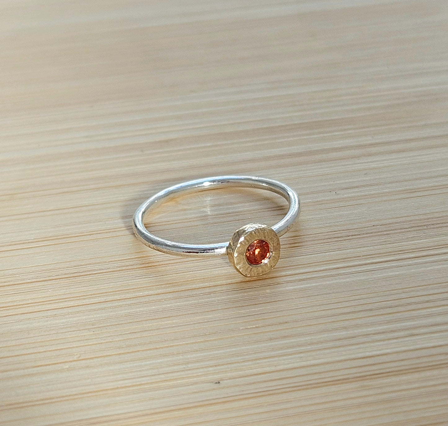 Silver and gold sapphire ring