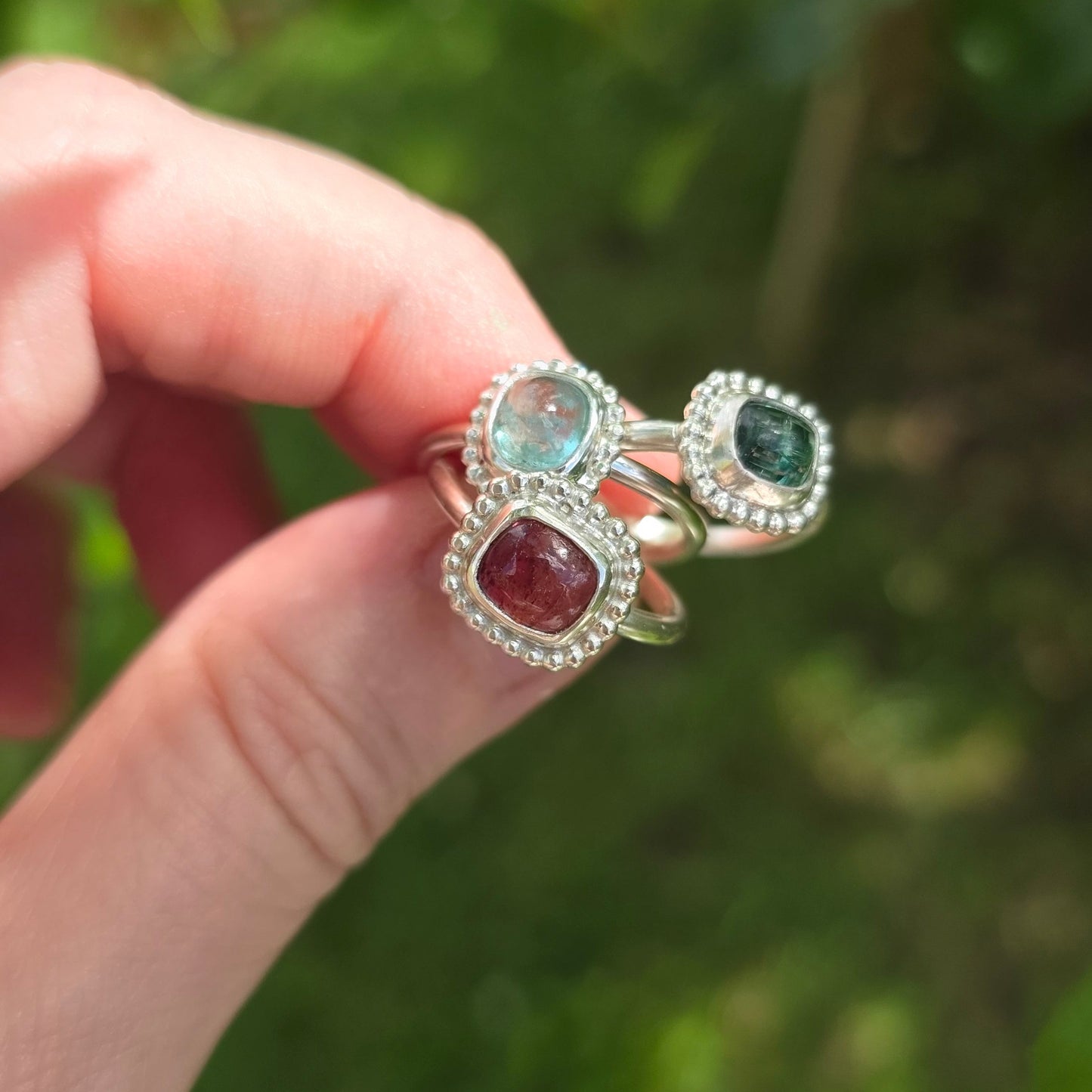 Dark pink tourmaline ring