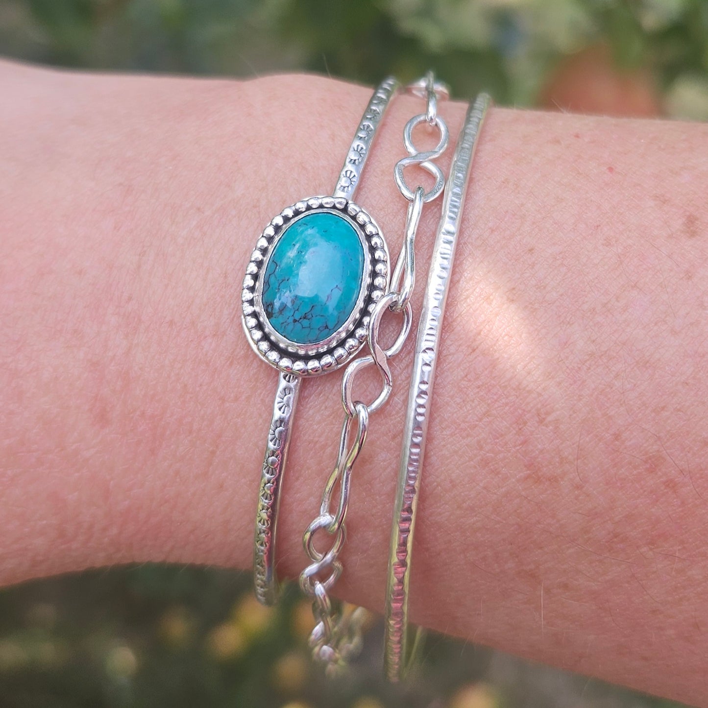 Sterling silver hammered bangle