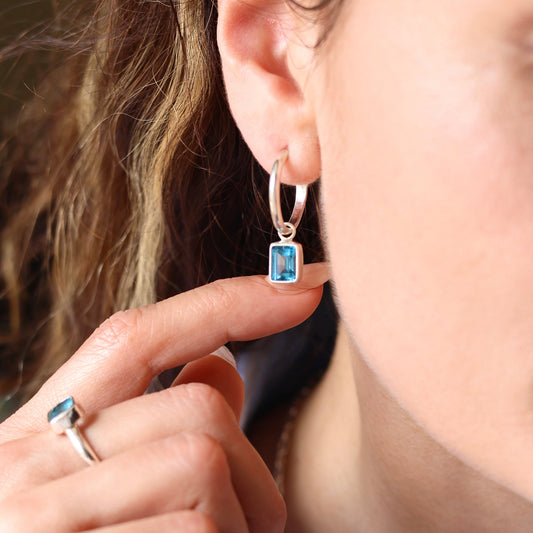 London Blue Topaz hoop earrings