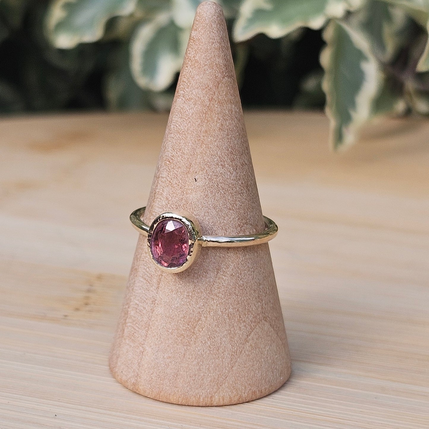14ct gold pink tourmaline ring