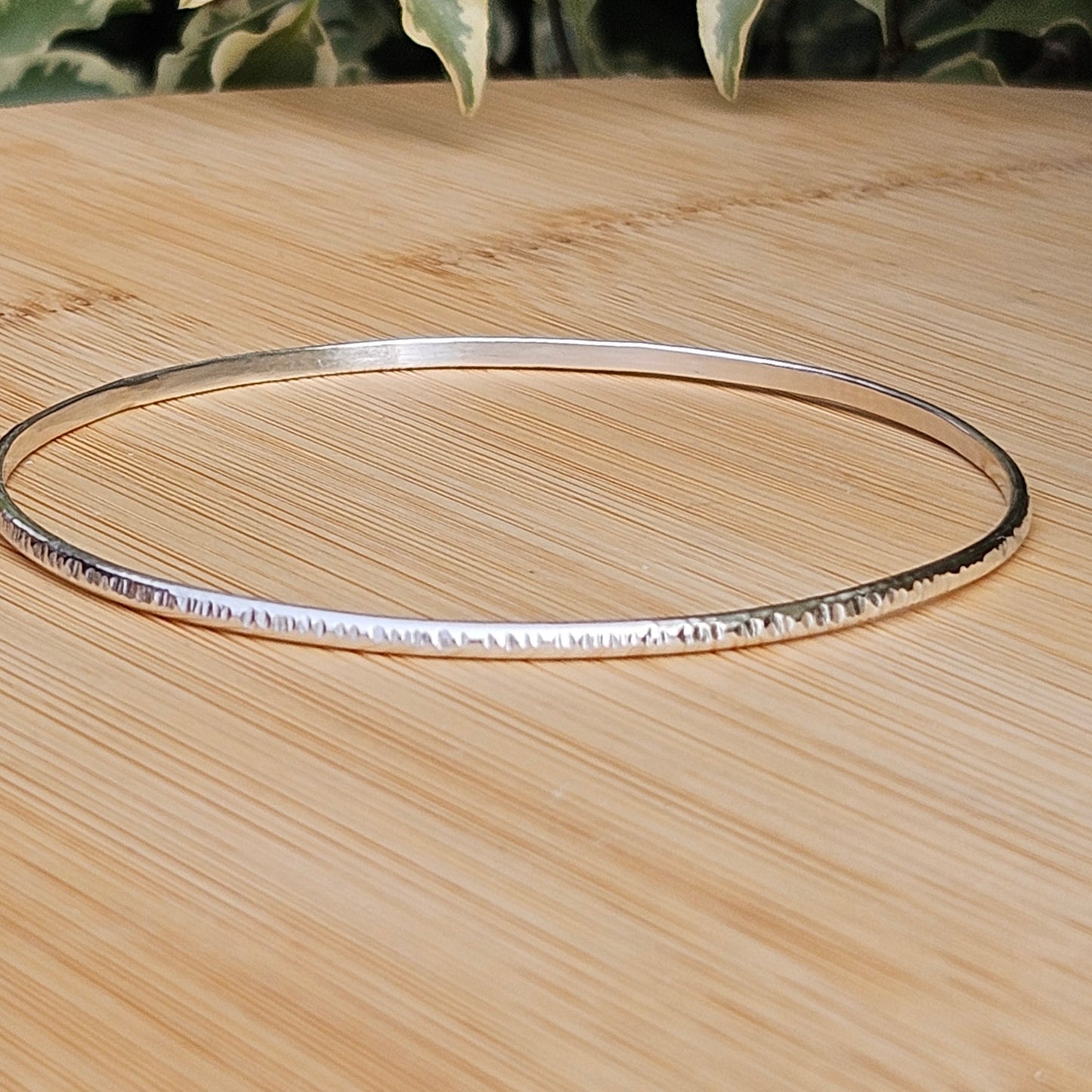 Sterling silver hammered bangle