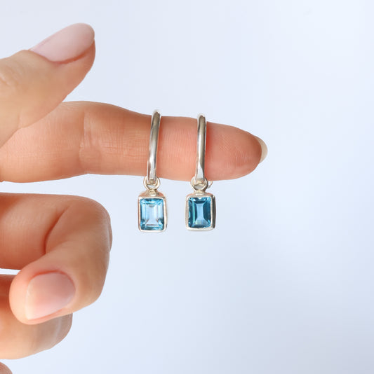 London Blue Topaz hoop earrings