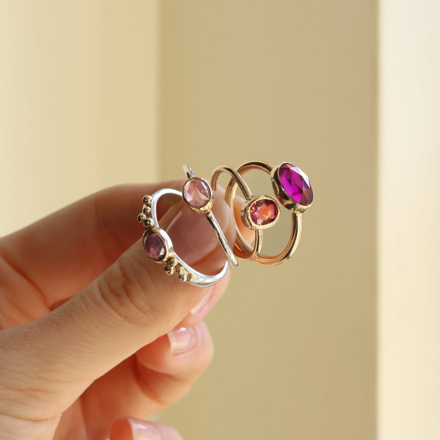 Rhodolite garnet ring