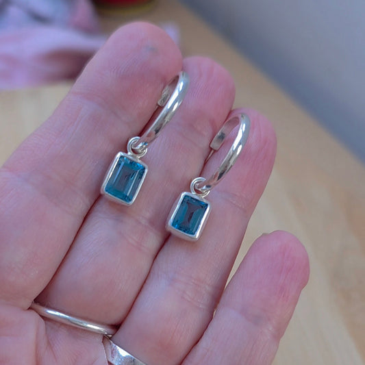 London Blue Topaz hoop earrings