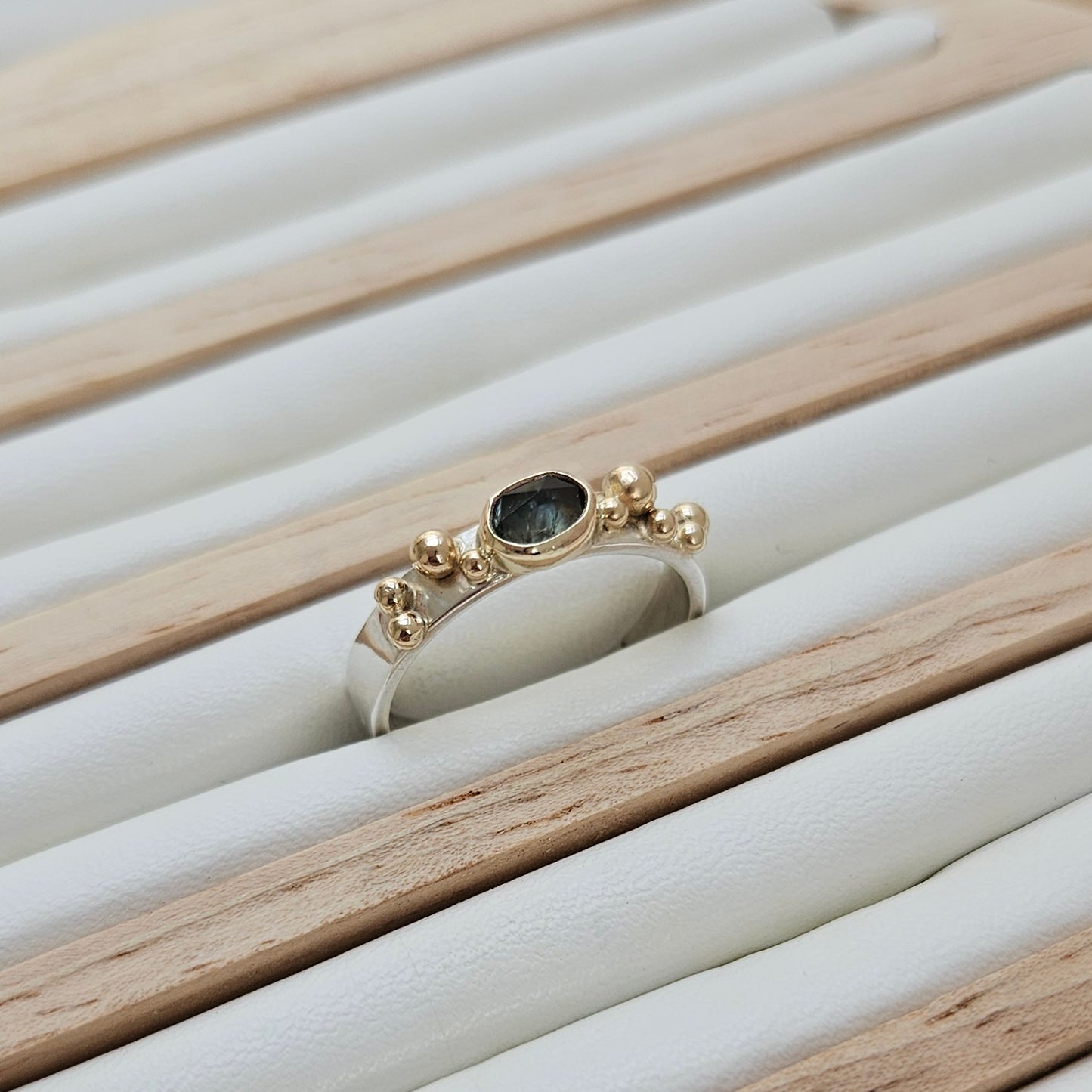 Green Sapphire Granulation Ring