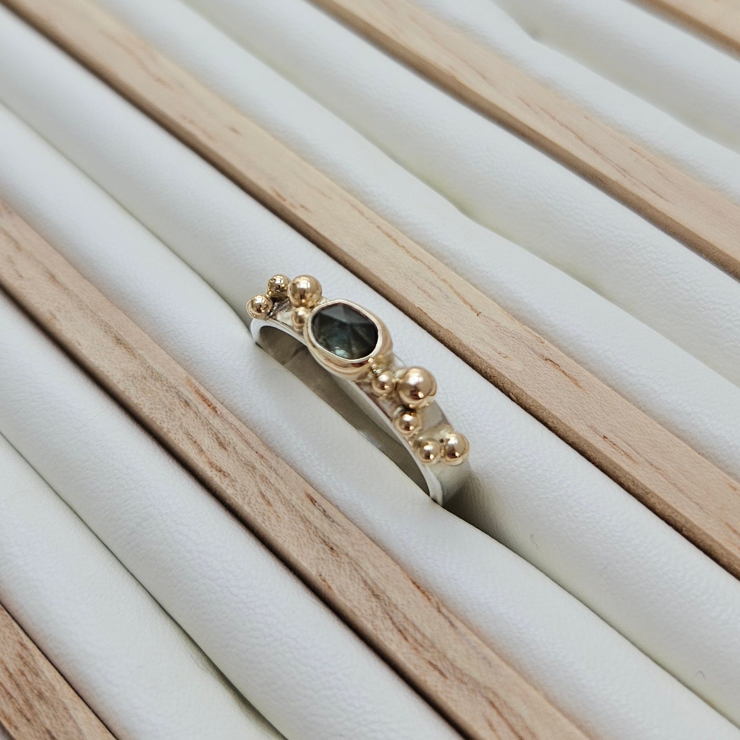 Green Sapphire Granulation Ring