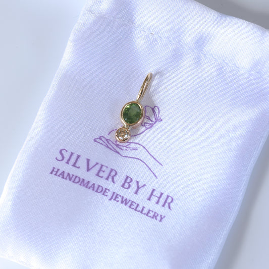 Green Zircon Diamond Pendant in 9ct gold
