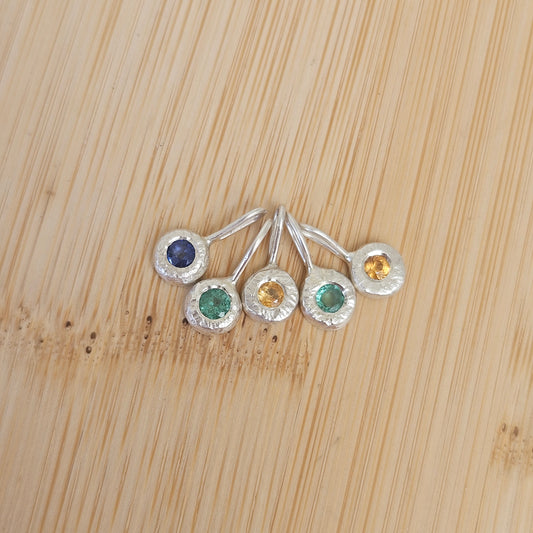 Silver hammered pendant charms