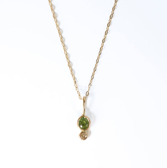 Green Zircon Diamond Pendant in 9ct gold