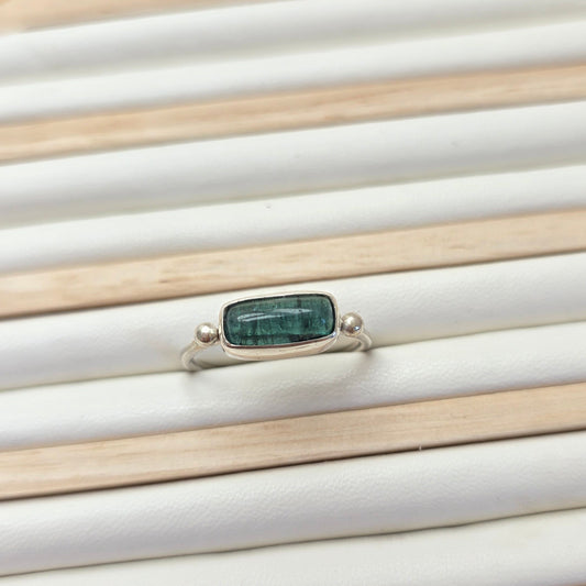 Green tourmaline sterling silver ring