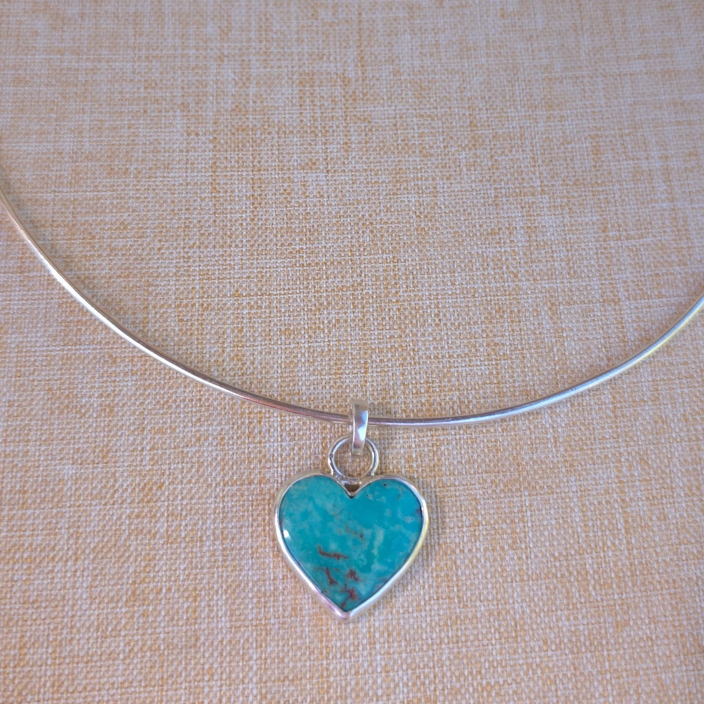 Turquoise heart in sterling silver