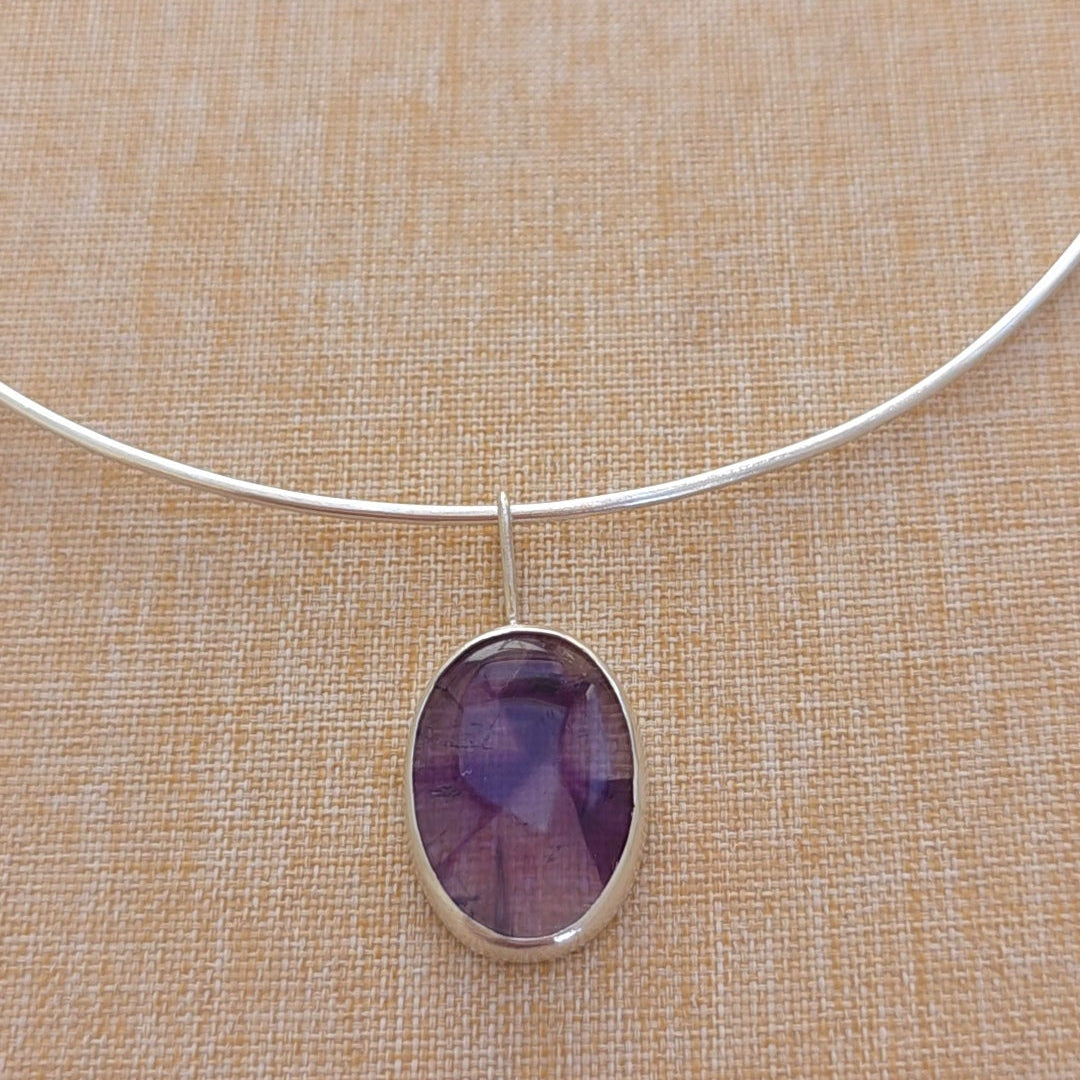 Trapiche amethyst pendant in sterling silver