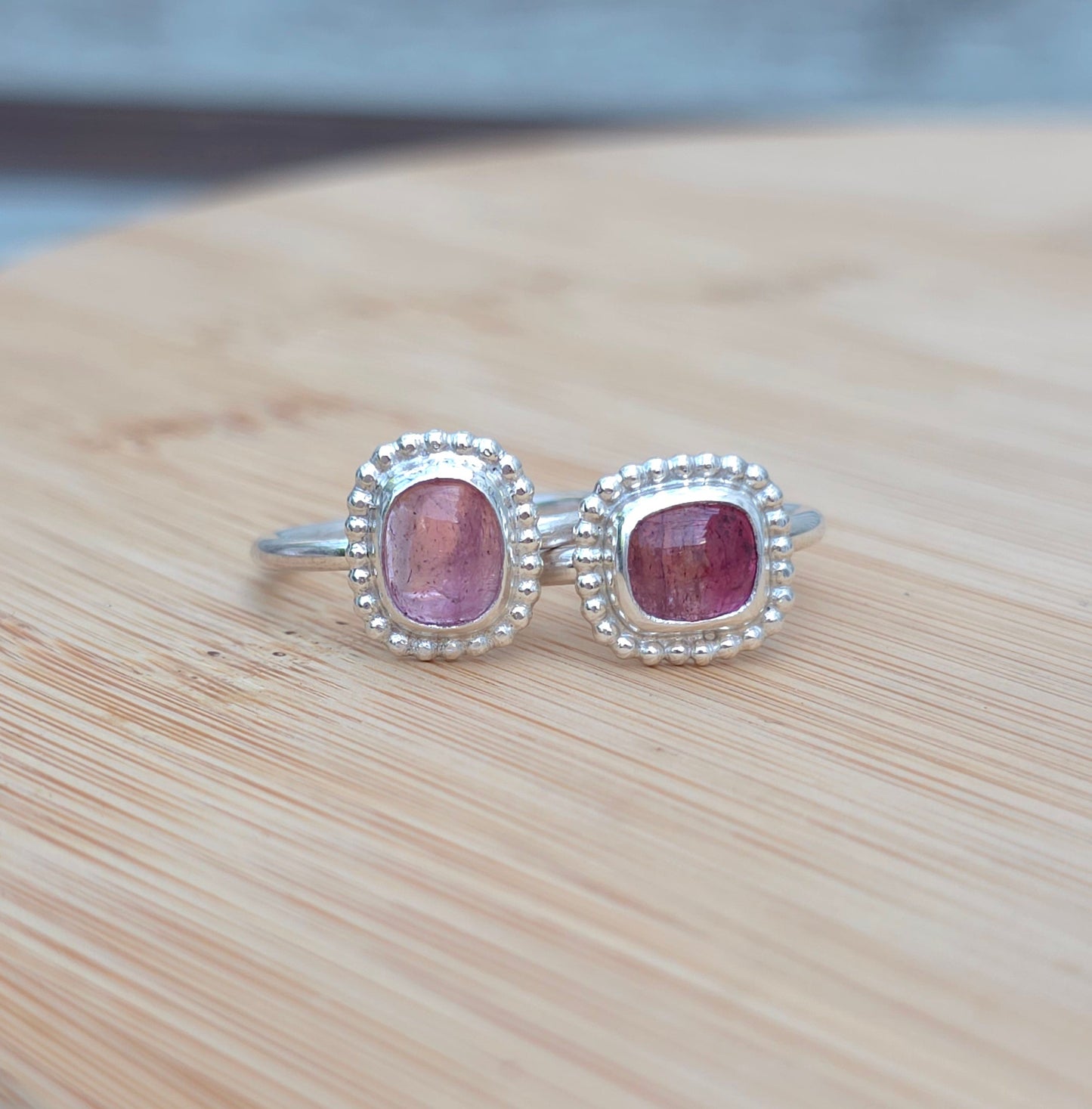 Dark pink tourmaline ring