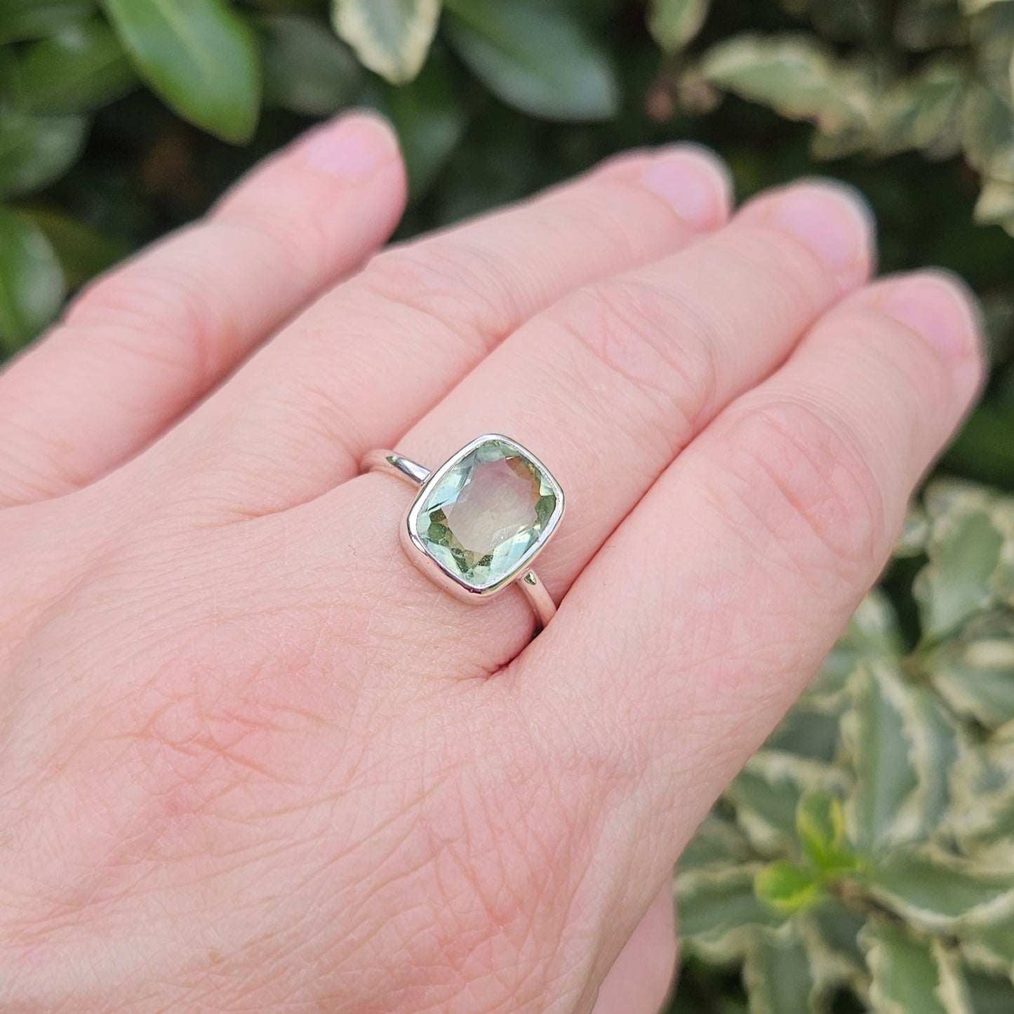 Sterling silver prasiolite ring