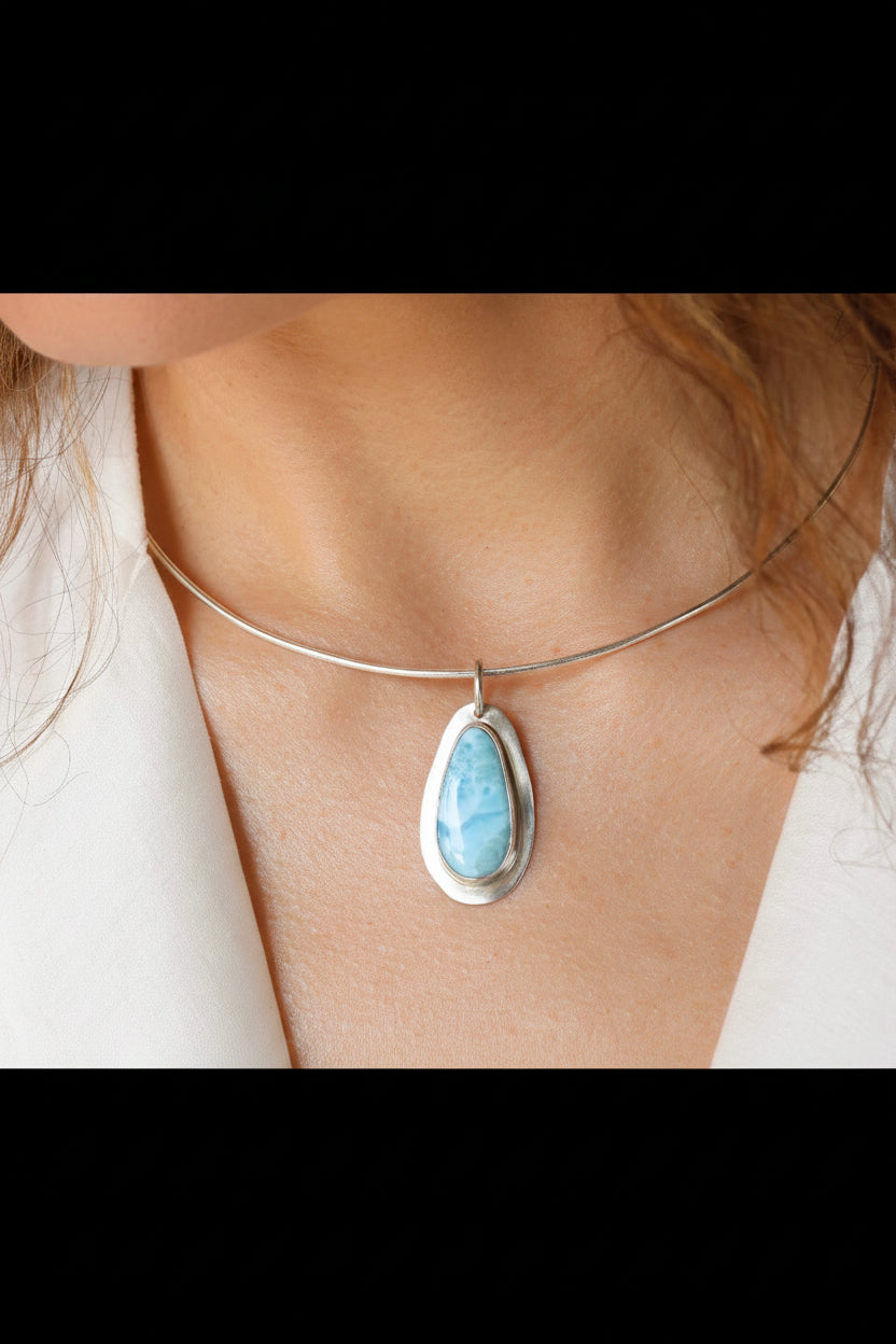 Larimar pendant in sterling silver