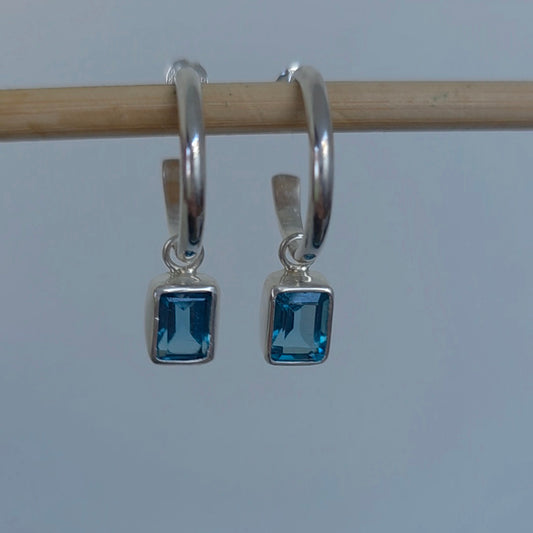 London Blue Topaz hoop earrings
