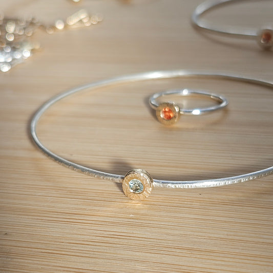 Sterling silver and 9ct gold bangle