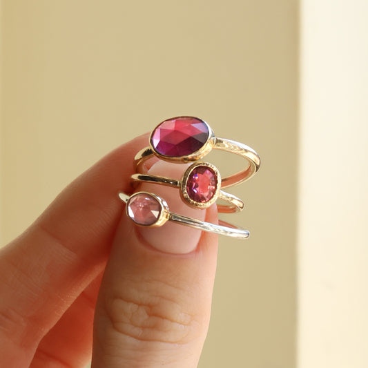14ct gold pink tourmaline ring