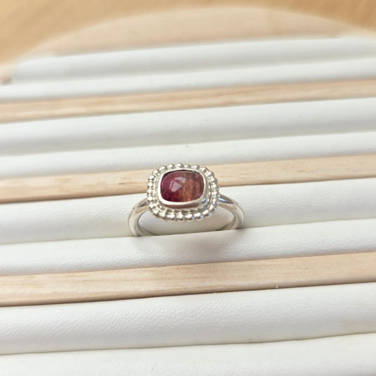 Dark pink tourmaline ring