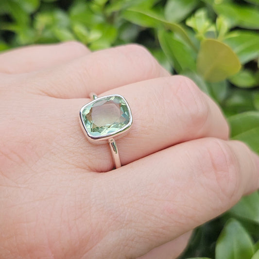 Sterling silver prasiolite ring