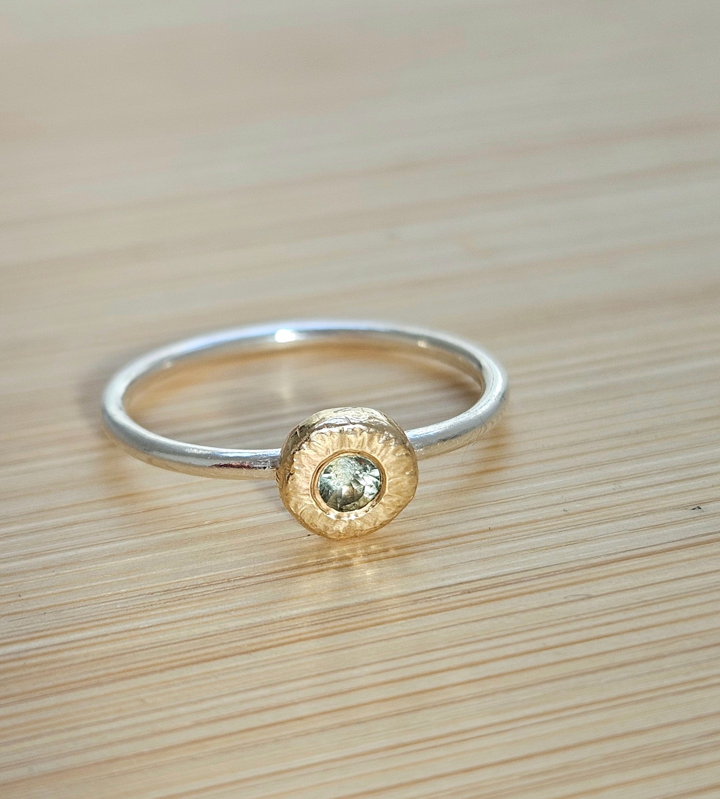 Silver and gold sapphire ring