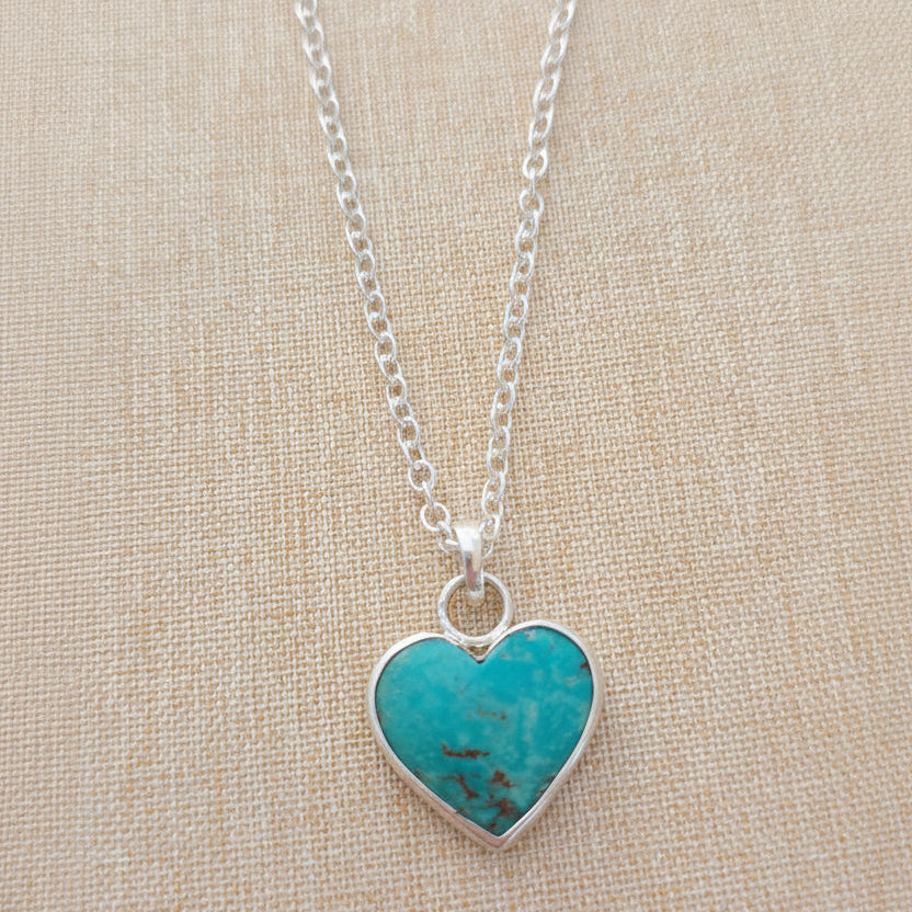 Turquoise heart in sterling silver