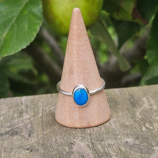 Blue opalina sterling silver ring.