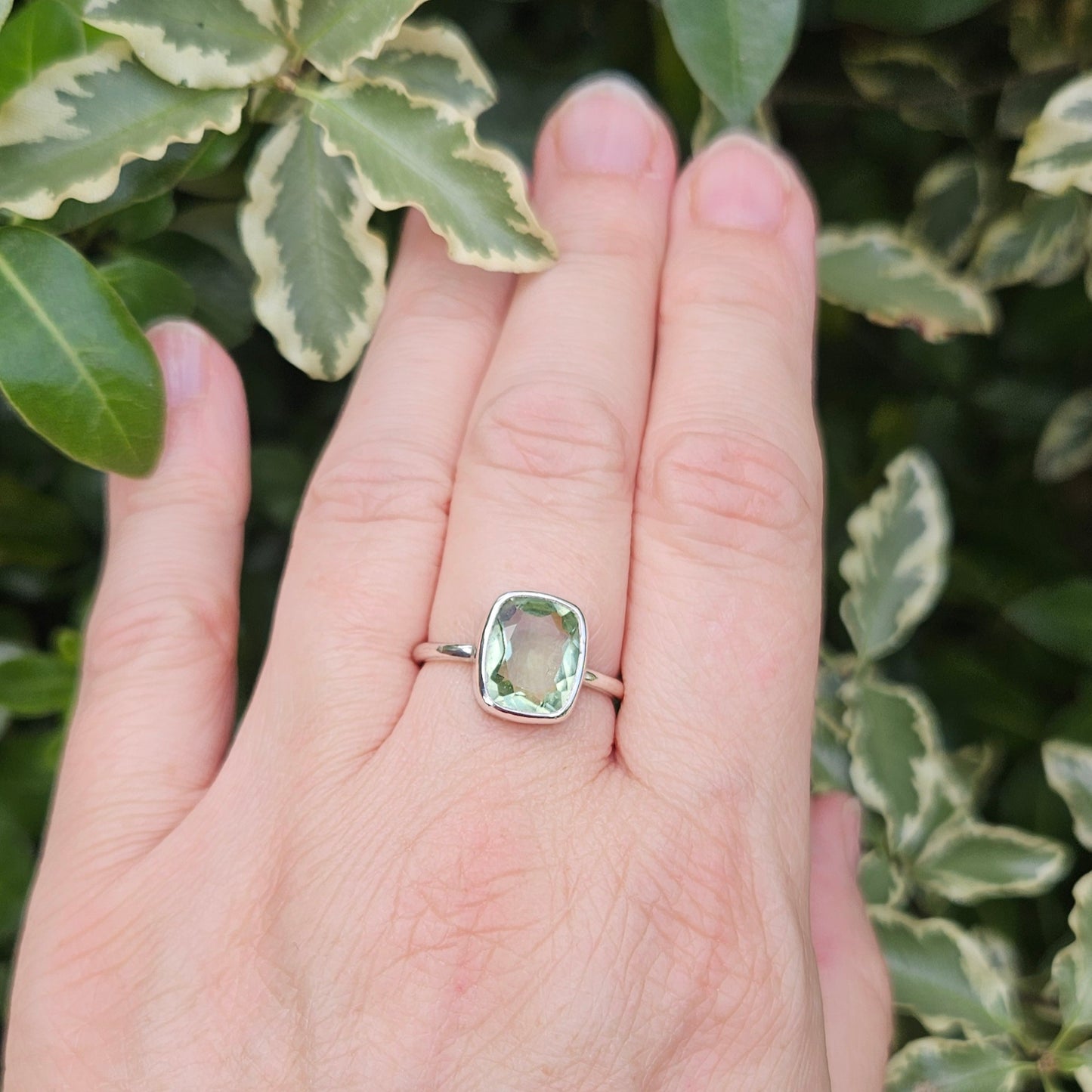 Sterling silver prasiolite ring