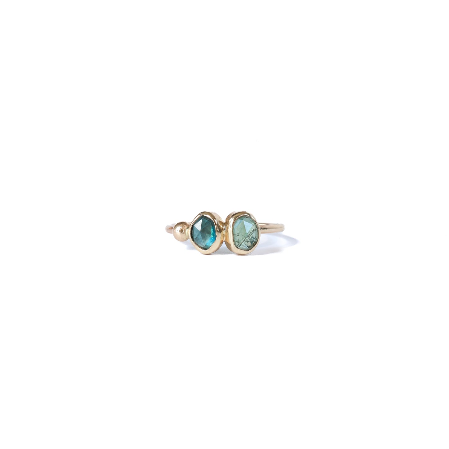 Handmade 9ct gold twin sapphire ring